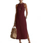 ✨50%OFF💖Women Halter Lace Panel Midi Dress