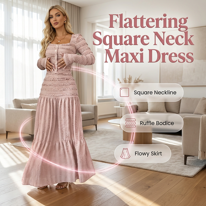 👗New Arrival🩷Flattering Square Neck Maxi Dress