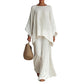 Women's Loose Fit Long Sleeve Top & Wide Leg Pants Set