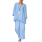 Casual Loose Fit Tunic Top and Wide Leg Pants Set