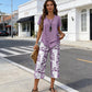 💙Casual Round Neck Layered Tunic Top and Wide Leg Pants Set