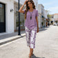 💙Casual Round Neck Layered Tunic Top and Wide Leg Pants Set