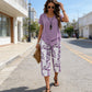 💙Casual Round Neck Layered Tunic Top and Wide Leg Pants Set