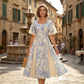 🩵Ethereal Flutter Sleeve Fit-and-Flare Dress