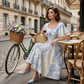 🩵Ethereal Flutter Sleeve Fit-and-Flare Dress