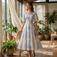 🩵Ethereal Flutter Sleeve Fit-and-Flare Dress