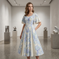 🩵Ethereal Flutter Sleeve Fit-and-Flare Dress
