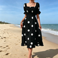 Women's Polka Dot Square Neck Smocked Dress