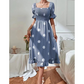Women's Polka Dot Square Neck Smocked Dress