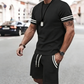Men's Striped T-Shirt & Shorts 2-Piece Set