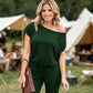 Women's Casual Off Shoulder Short Sleeve Jumpsuit