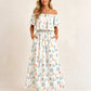 Printed Off-Shoulder Short Sleeve Maxi Dress