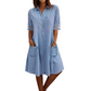 📢📢50% OFF !! 👗Relaxed Fit A-Line Denim Dress with Mesh Sleeve Detail