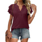 Women's Casual V-Neck Ruffle Short-Sleeved T-Shirt
