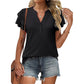 Women's Casual V-Neck Ruffle Short-Sleeved T-Shirt