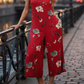 Women's Casual Spaghetti Strap Printed Jumpsuit
