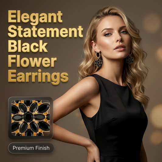 Elegant Black Flower Dangle Earrings