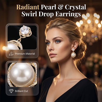 ✨Buy 1 Get 1 Free✨Elegant Pearl & Crystal Swirl Drop Earrings