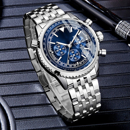 ⌚Men's Classic Multifunctional Business Watch – Stainless Steel, Chronograph & 30M Water Resistant 📅