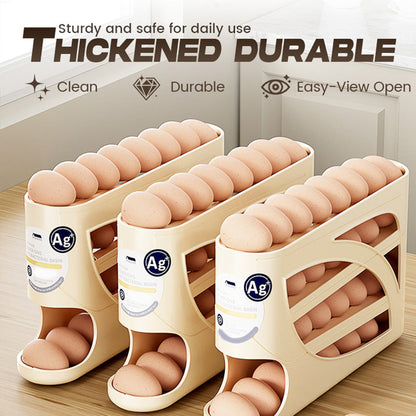 🥚2026 Hot Sale🧊Space-Saving Fridge Egg Storage Organizer – Gravity-Fed Auto Roll, 30-Egg Capacity & Slim Door-Fit Design 🏠
