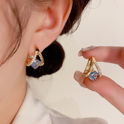 🩵Buy 1 Get 1 Free✨Elegant V-Shape Heart Dangle Hoop Earrings