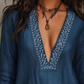 Women's Elegant Embroidered V-Neck Dress