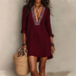 Women's Elegant Embroidered V-Neck Dress