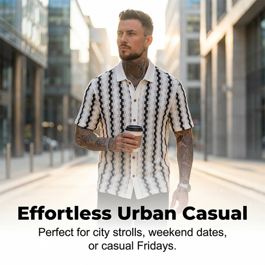 ✨Men's Short Sleeve Retro Geometric Knit Shirt