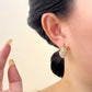 Faux Pearl Basket Hoop Earrings