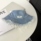 Stylish Layered Fray Denim Sun Protection Hat