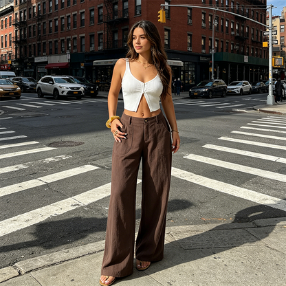 Women's High-Waist Wide-Leg Trousers