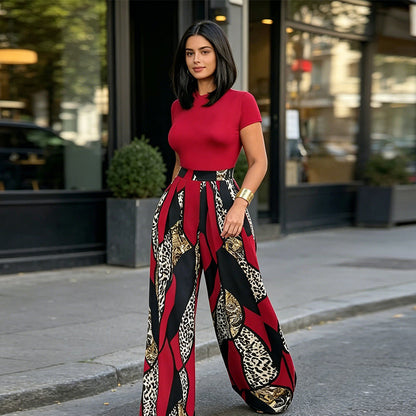 Women's Top & Wide-Leg Pants 2-Piece Set
