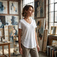 Women's Casual V-Neck Short Sleeve T-Shirt
