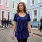 Women's Floral Print Pleated Tunic Top
