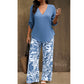 ❣️Summer Cool Deal: 49% OFF!🔥Women's V-Neck Blouse & Printed Wide-Leg Pants Set