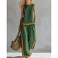 🔥Casual Sleeveless Colorblock Top & Wide-Leg Pants Set