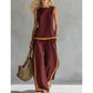 🔥Casual Sleeveless Colorblock Top & Wide-Leg Pants Set