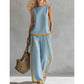 🔥Casual Sleeveless Colorblock Top & Wide-Leg Pants Set
