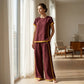 Women's Casual 2-Piece Set – Top & Shorts/Pants, Contrast Trim, Soft Fabric