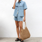 ✨ Denim Shirt & Shorts Set - Casual Comfort!