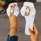 Bow & Chain Decor Flat Slide Sandals
