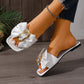 Bow & Chain Decor Flat Slide Sandals