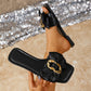Bow & Chain Decor Flat Slide Sandals