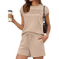 📢📢40% OFF !! ⏰Women's Pintuck T-Shirt & Drawstring Shorts 2-Piece Set