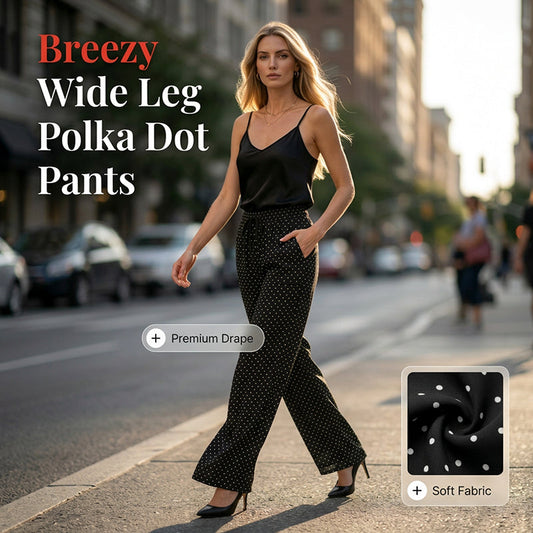 Women's Polka Dot Wide-Leg Pants