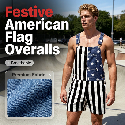 🔥Hot Sale✨American Flag Unisex Overalls Shorts