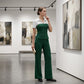 💫Striped Lapel Set – Tee & Palazzo Pants, V-Neck, Flowing, Elegant 🍂