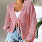 Casual Loose V-Neck Hollow-Out Tie Cardigan