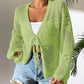 Casual Loose V-Neck Hollow-Out Tie Cardigan