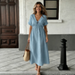 👗New Arrival❣️Women's Summer V-Neck Tie-Front Midi Dress